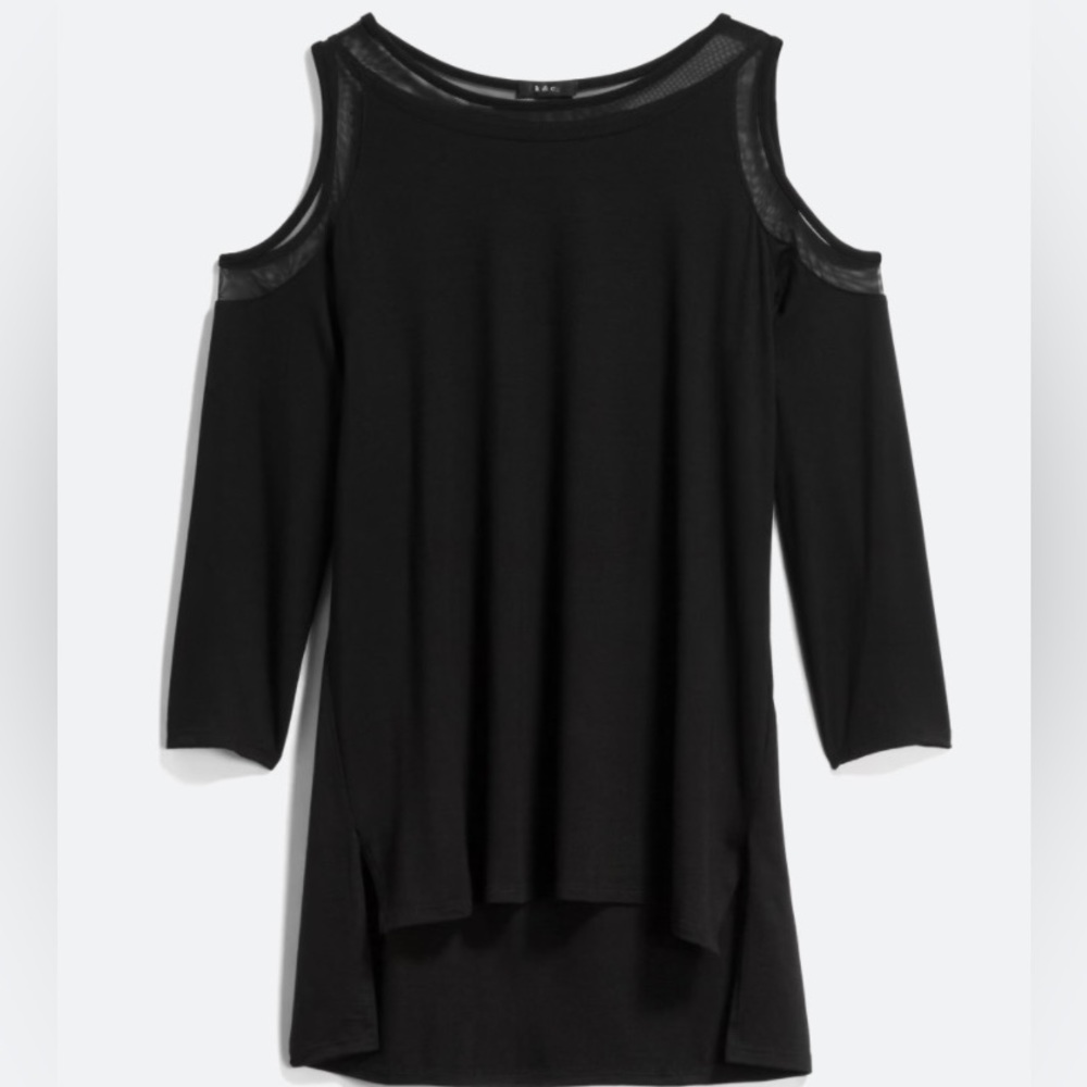 K & C Lundy black mesh cold shoulder top